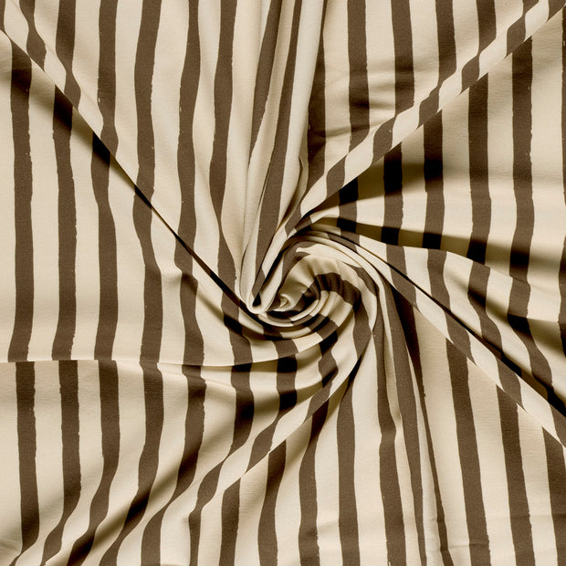 French Terry GOTS organic fabric Dark Brown digital printed 