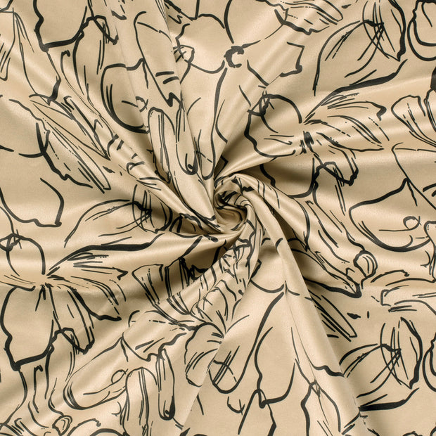Suede leather fabric Beige printed 