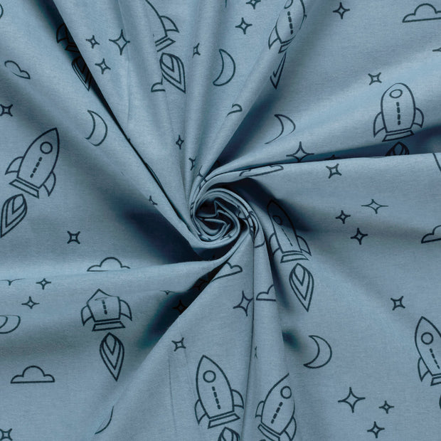 Flannel fabric Baby Blue printed 