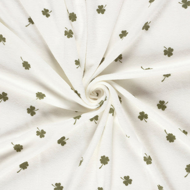 Stretch terry fabric Off White printed 
