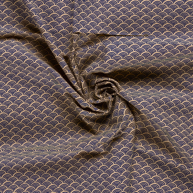 Cotton Poplin fabric Navy printed 