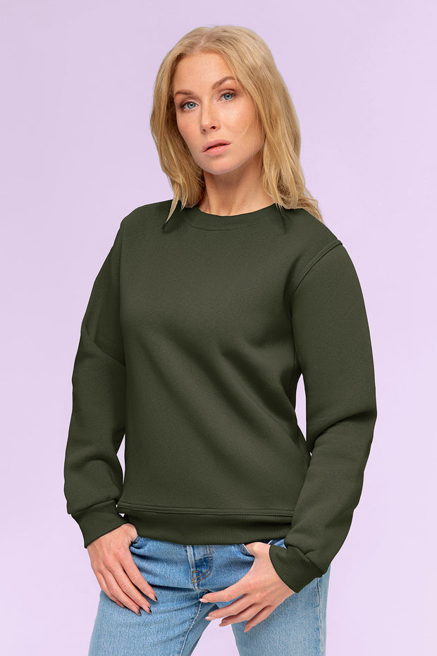 French Terry fabric Unicolour Khaki Green