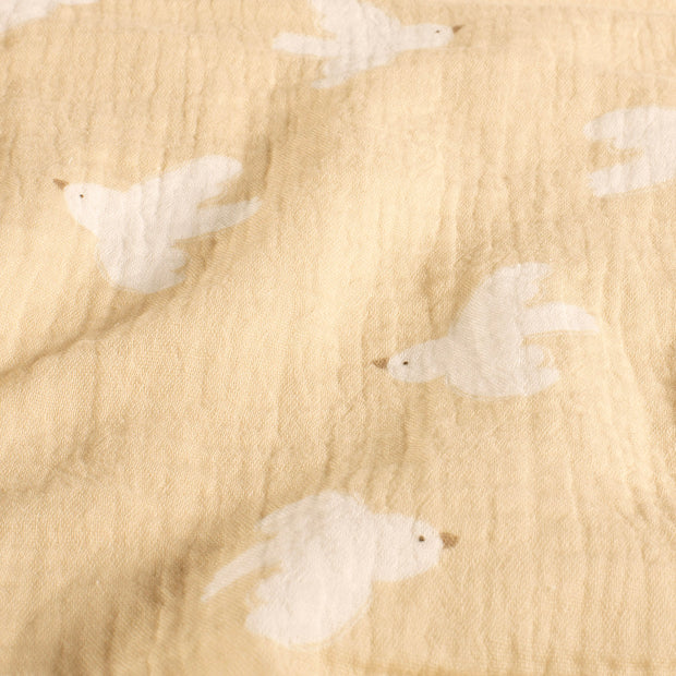 Muslin fabric Birds Beige