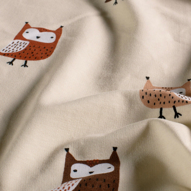 French Terry stof Uilen Beige