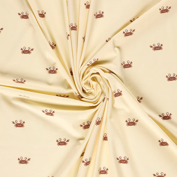 Jersey tissu Beige imprimé 