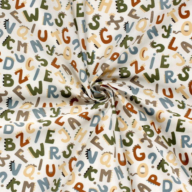 Cotton Poplin fabric Off White printed 