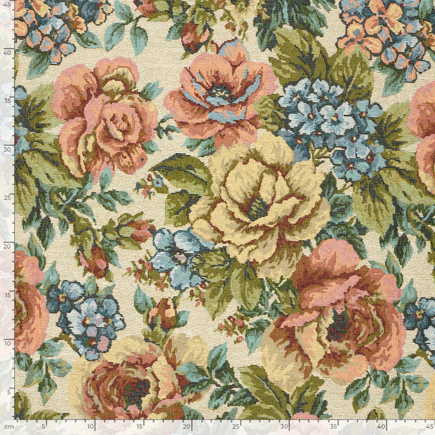 Jacquard fabric Flowers Beige