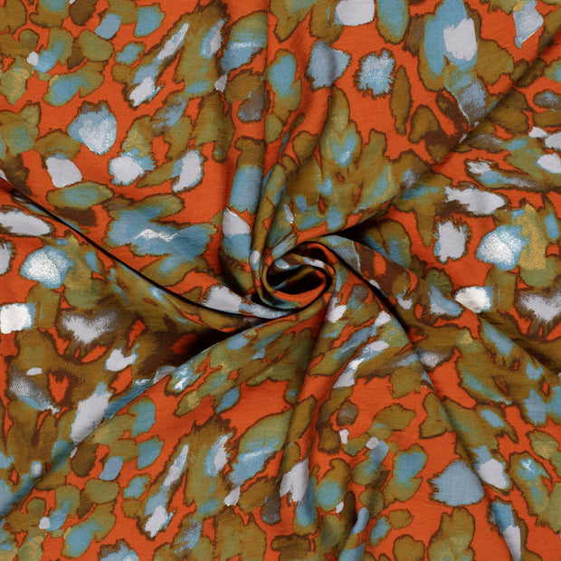 Viscose Nylon Crepe fabric Brique printed 