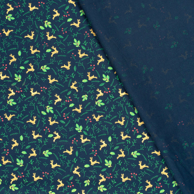 Cotton Poplin fabric Deer printed and foil 