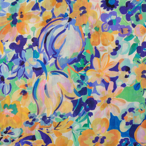 Viscosa Poplin tela Flores Azul claro
