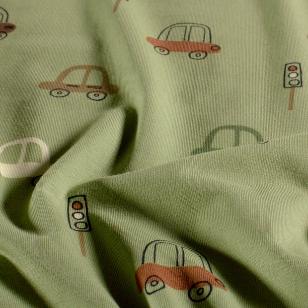 Jersey tissu autos Vert Olive