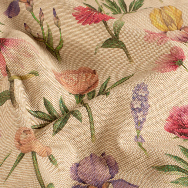 Linen Look fabric Flowers Beige