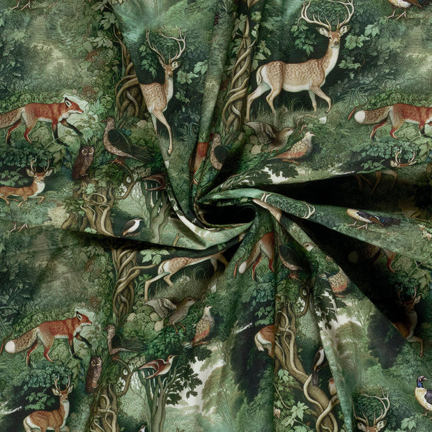 Panama fabric Green digital printed 