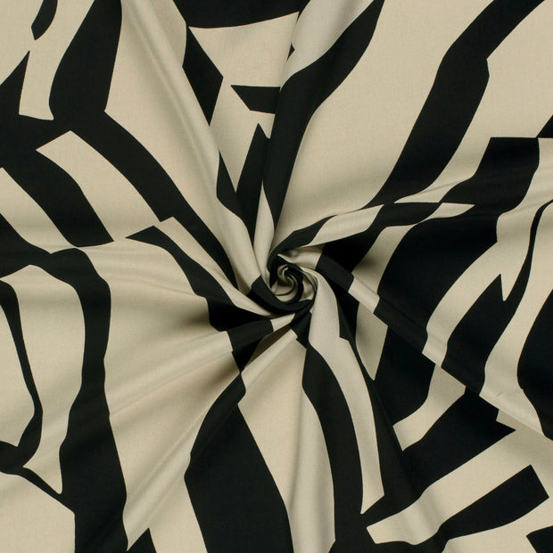 Viscose Poplin fabric Black printed 