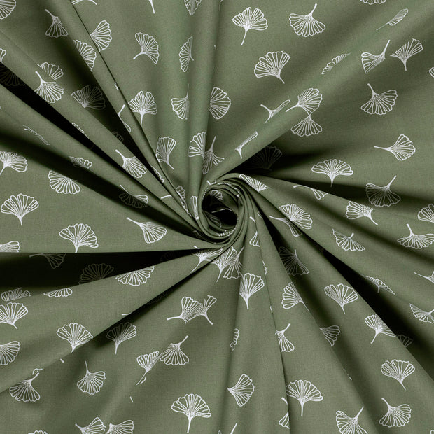 Cotton Poplin fabric Olive Green printed 
