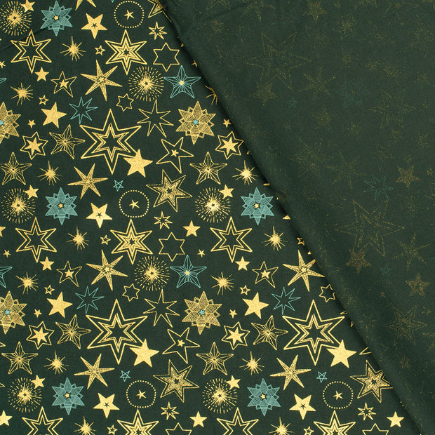 Cotton Poplin fabric Stars printed and foil 