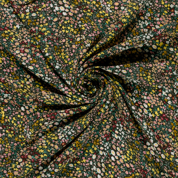 Viscose Poplin fabric Black printed 