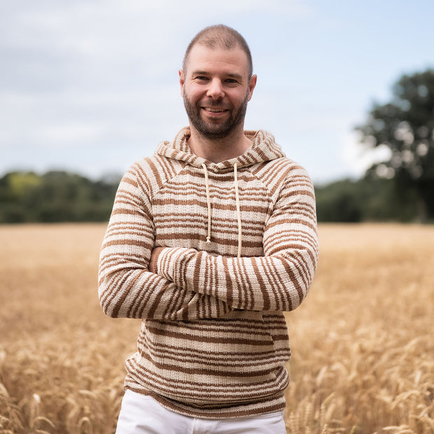 Heavy Knit stof Strepen Bruin