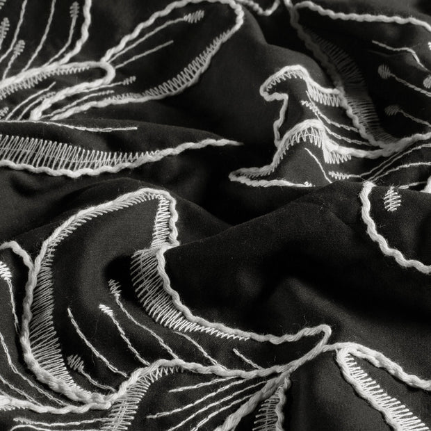 Voile fabrik Blumen Schwarz