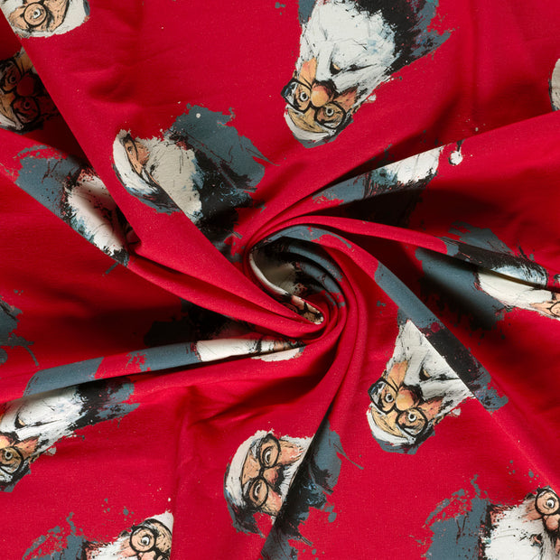 French Terry fabric Red printed 