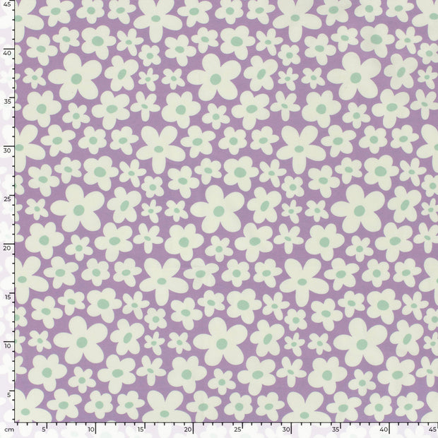 Jersey fabric Flowers Lavender