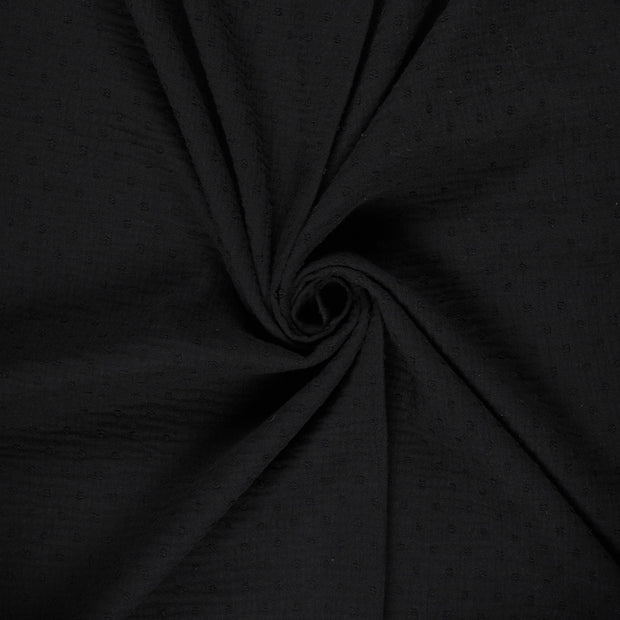 Muslin fabric Black dobby 