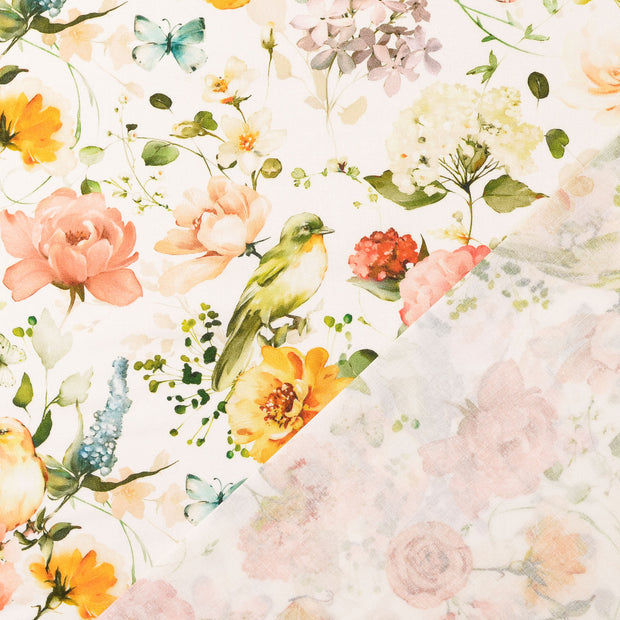 Cretonne fabric White digital printed 