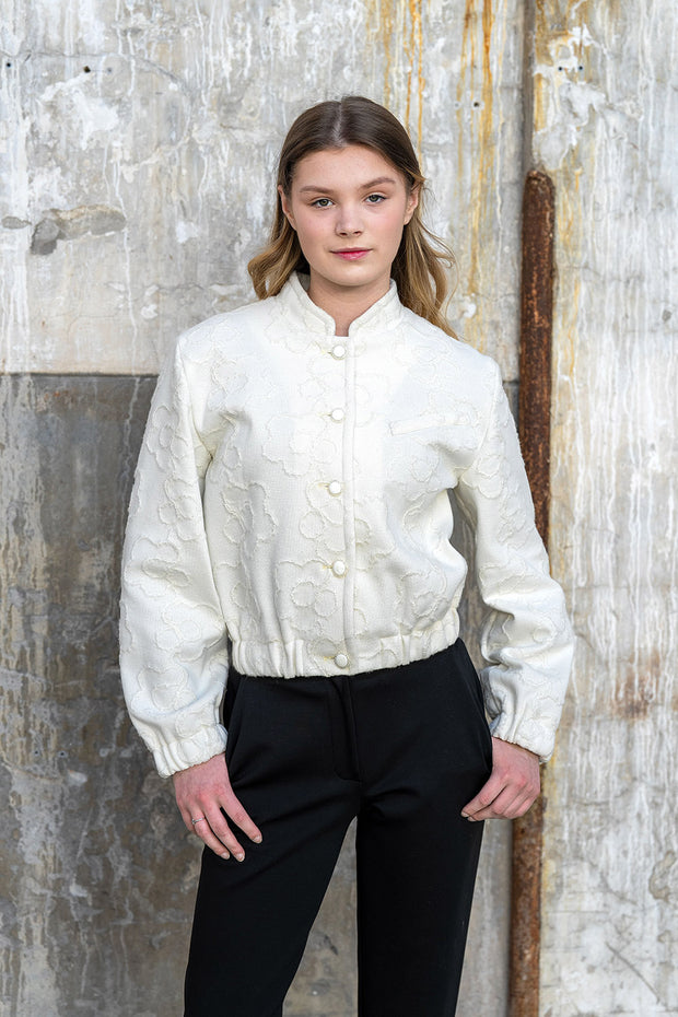 Heavy Knit fabric Abstract Off White