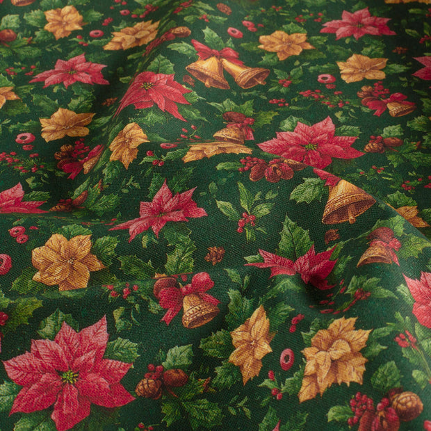 Cotton Poplin fabric Christmas Green