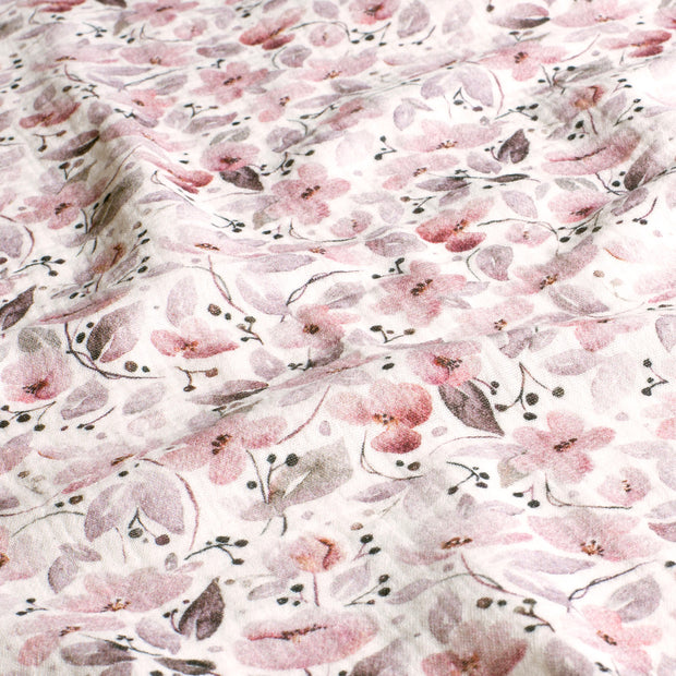 Muslin fabric Flowers Off White