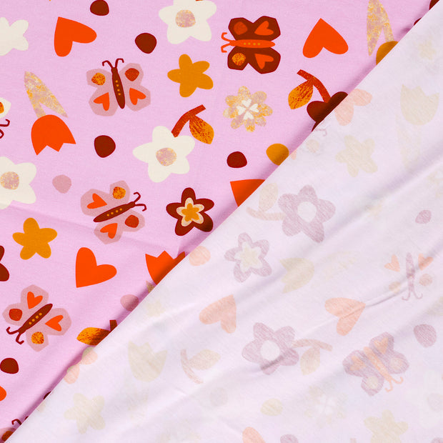 Jersey fabric Flowers Pink