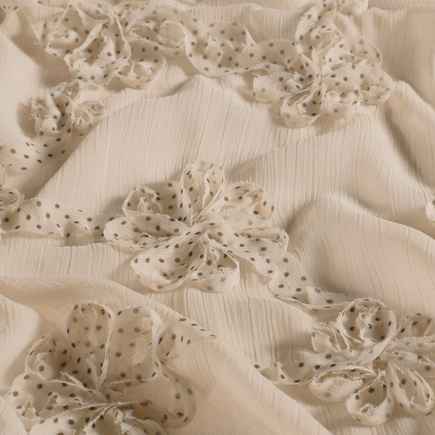 Chiffon fabrik Blumen Beige