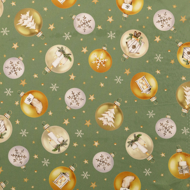 Cotton Poplin fabric Christmas Green