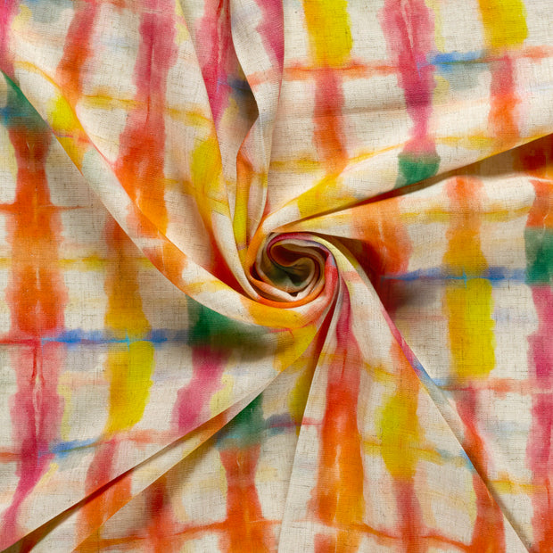 Woven Viscose Linen fabric Off White printed 