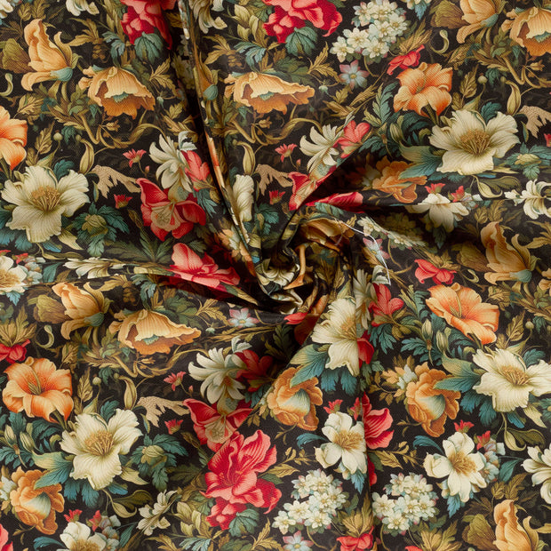 Panama fabric Black digital printed 