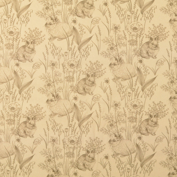 Cretonne fabric Flowers Beige