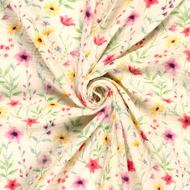 Muslin Bio Naturel fabric Off White digital printed 