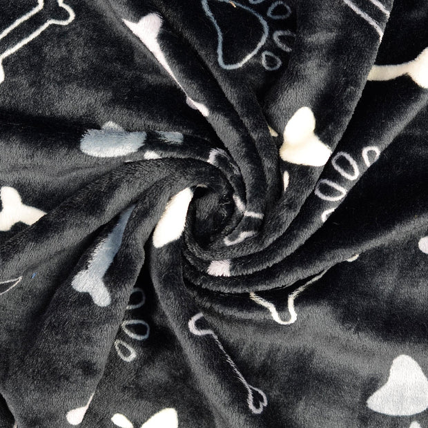 Fleece fabric Black printed 