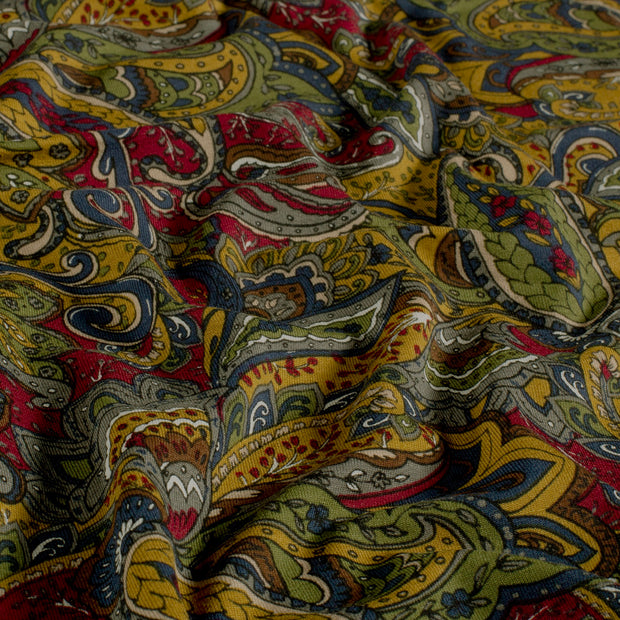 Viscose Vortex Jersey fabric Paisley Bordeaux