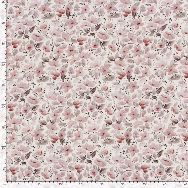 Muslin fabric Flowers Off White
