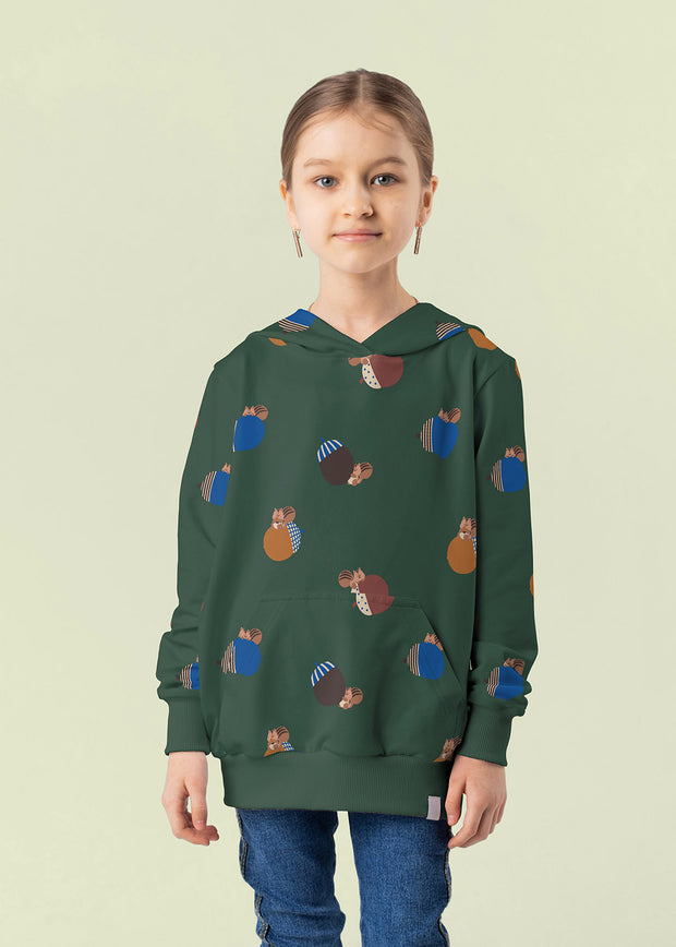 French Terry fabric Squirrel Dark Green