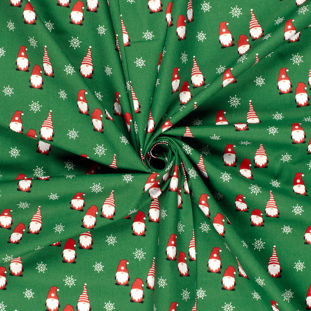 Cotton Poplin fabric Green printed 