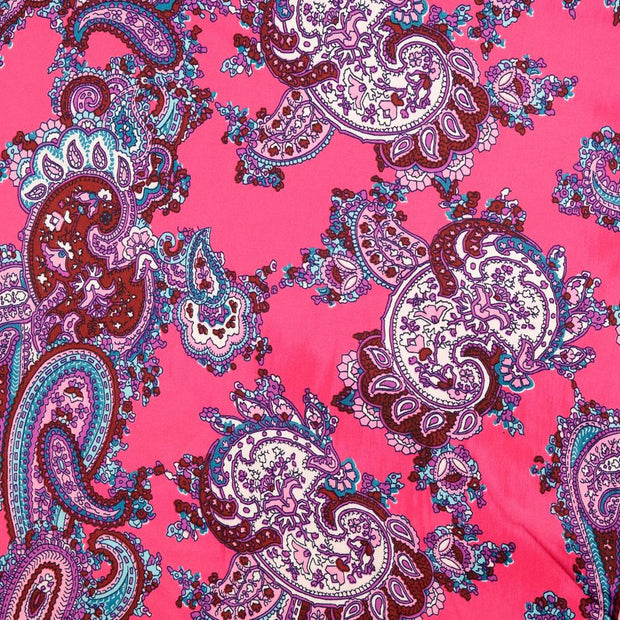 Satin fabric Paisley Pink