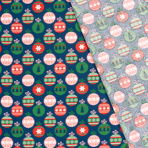 Cotton Poplin fabric Christmas balls printed 
