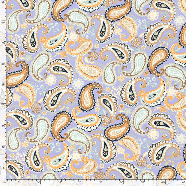 Bamboo Poplin fabric Paisley Lila