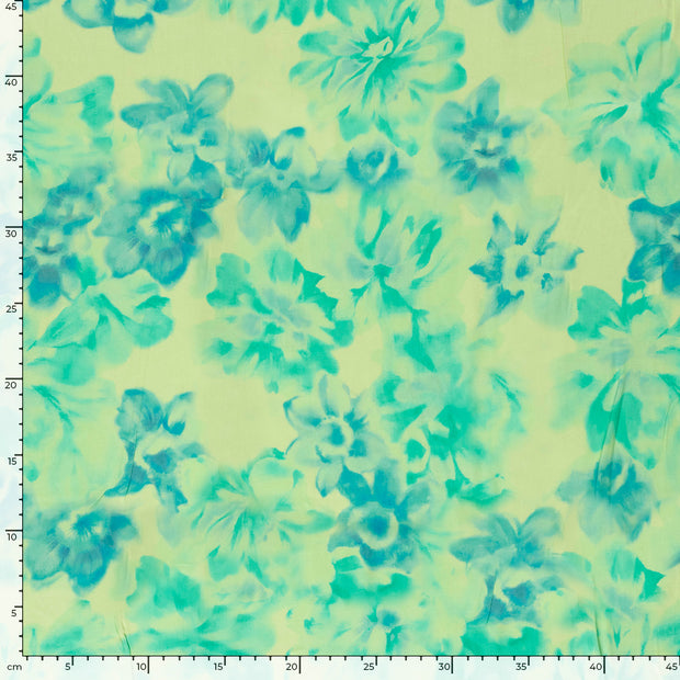 Viscose Satijn stof Abstract Mint