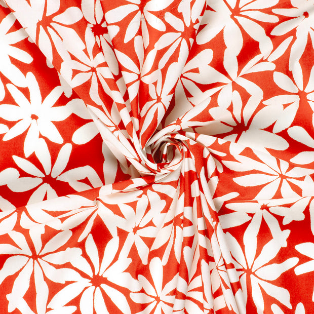 Cotton Satin fabric Red printed 