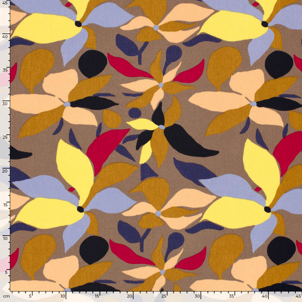 Borken Crepe fabric Abstract Taupe Grey