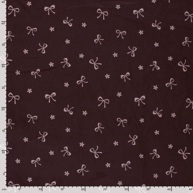 Babycord 21w fabric Flowers Bordeaux