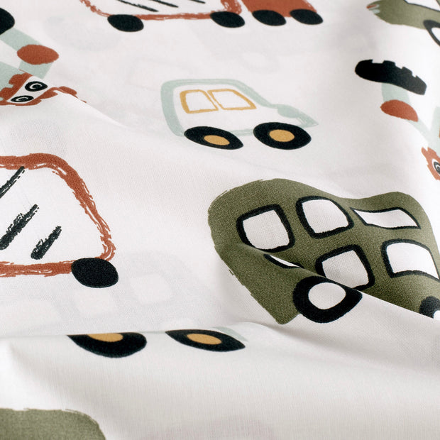 Cotton Poplin fabric Vehicles Off White